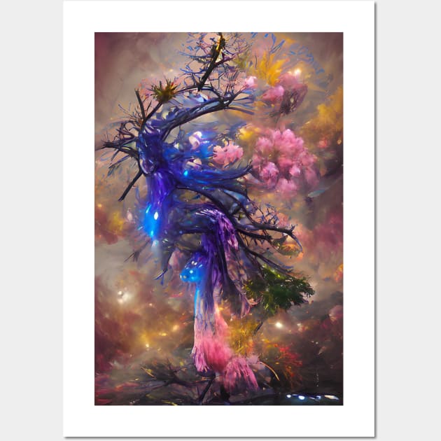 Shadow Dancer Tree in the Galaxy Wall Art by ArtStudioMoesker